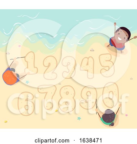 Stickman Kids Beach Sand Numbers Illustration by BNP Design Studio