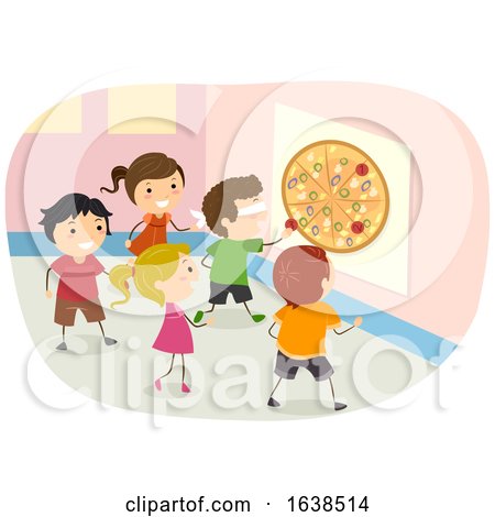 Stickman Kids Pin the Pizza Illustration by BNP Design Studio