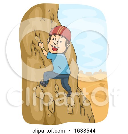 Man Desert Adventure Rock Climbing Illustration by BNP Design Studio