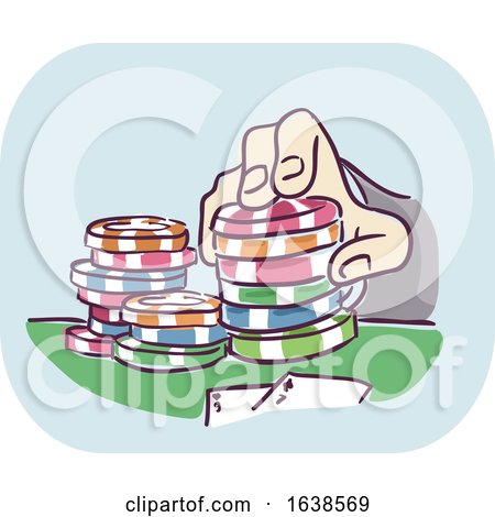 Hand Gambling Casino Chips Illustration by BNP Design Studio