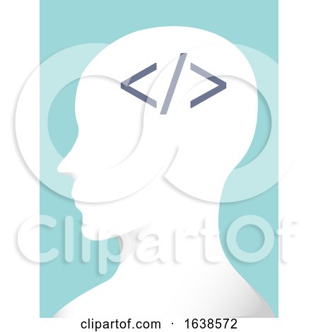 Man Profile Brain Coding Illustration by BNP Design Studio