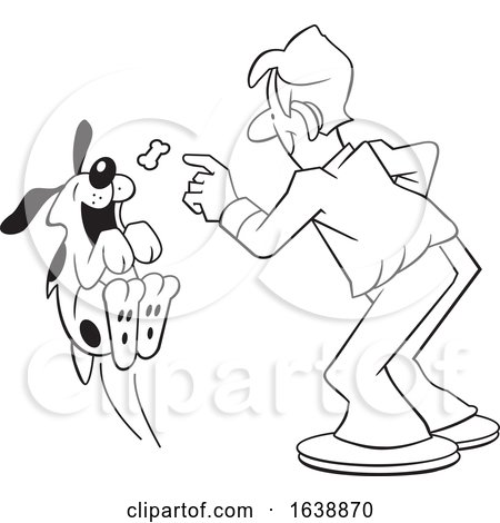 Cartoon Man Tossing a Treat to a Dog by Johnny Sajem