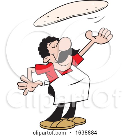 Cartoon Pizza Chef Tossing Dough by Johnny Sajem