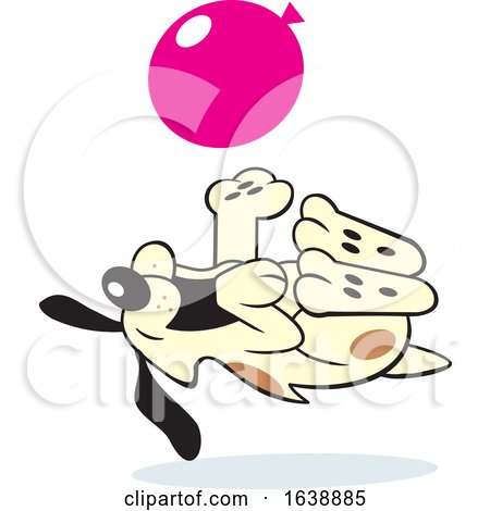 Cartoon Dog Rolling on His Back and Playing with a Balloon by Johnny Sajem