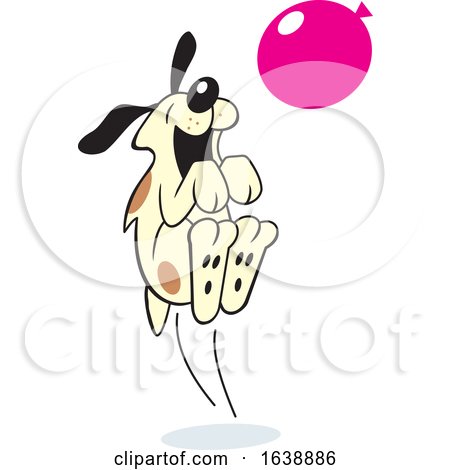 Cartoon Dog Jumping and Playing with a Balloon by Johnny Sajem