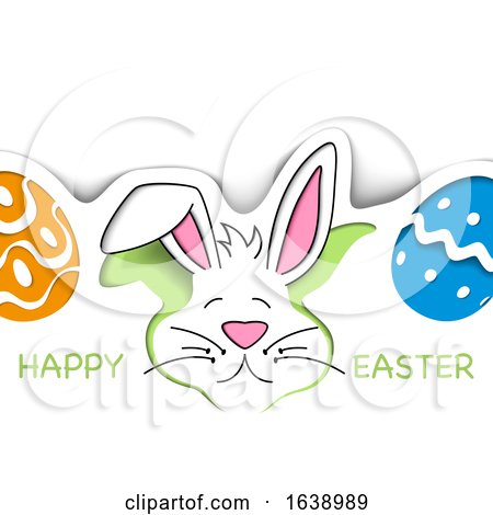 Happy Easter Greeting with a Bunny Rabbit and Eggs by dero