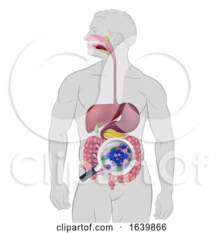 Cartoon Gut Bacteria Digestive Probiotic Flora by AtStockIllustration