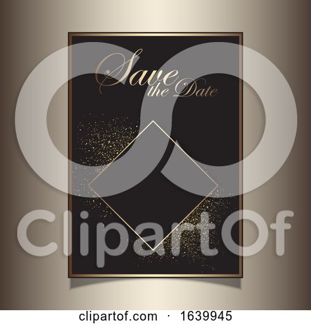 Save the Date Invitation with a Gold Glittery Design by KJ Pargeter