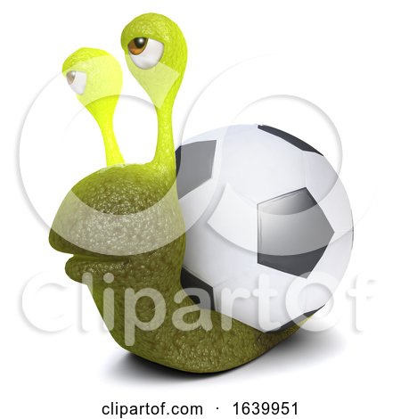 3d Funny Cartoon Snail Bug Character Carrying a Football Instead of a Shell by Steve Young