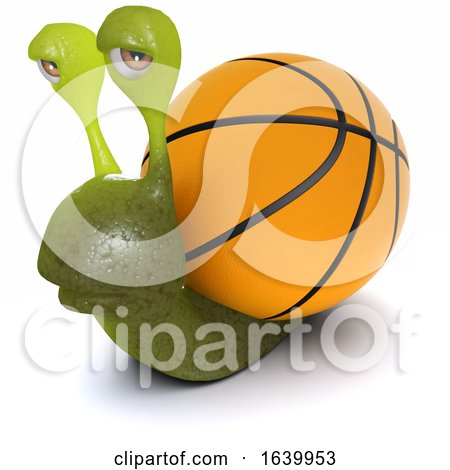 3d Funny Cartoon Snail with a Basketball Instead of a Shell by Steve Young