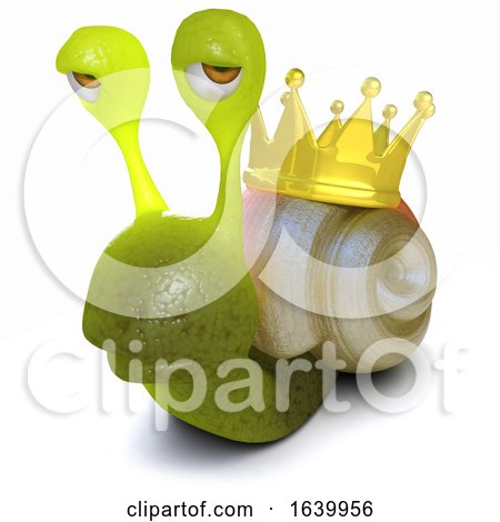 3d Funny Cartoon Snail with a Gold Crown on Its Shell by Steve Young