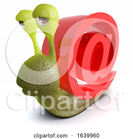3d Funny Cartoon Snail with an Internet Email Address Symbol by Steve Young