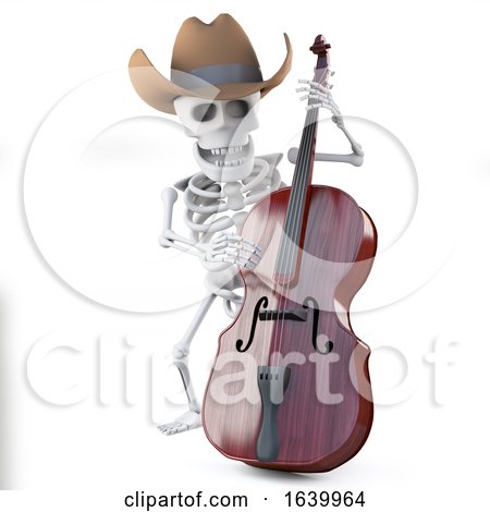 3d Cowboy Skeleton Plays the Double Bass by Steve Young #1639964