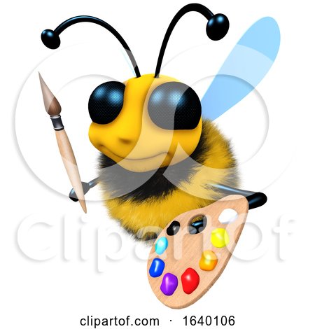 3d Honey Bee Character with Paintbrush and Palette by Steve Young