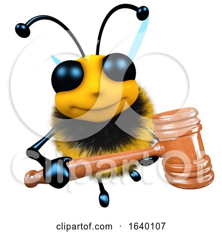 3d Honey Bee Character Holding an Auctioneer Gavel by Steve Young