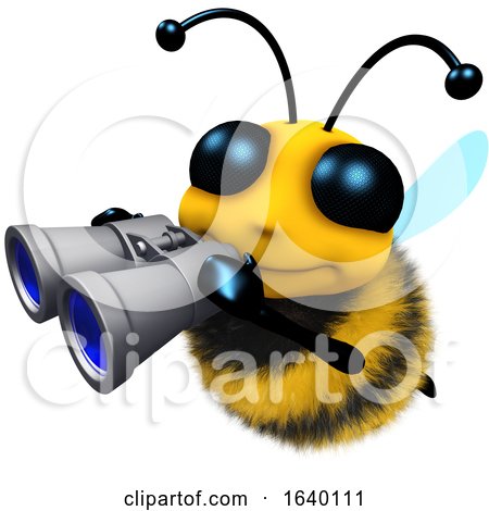 3d Honey Bee Character Looking Through Binoculars by Steve Young