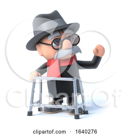 3d Old Man Waves Hello by Steve Young