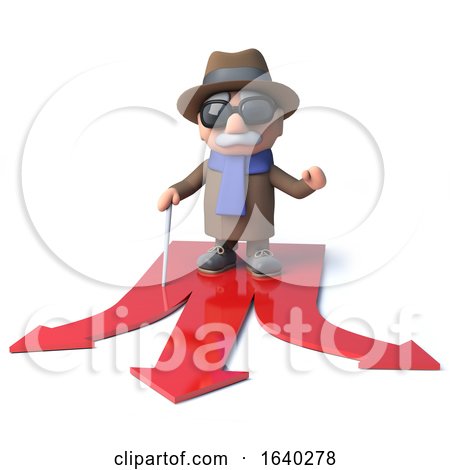 3d Cartoon Blind Man Decides Which Route to Take by Steve Young