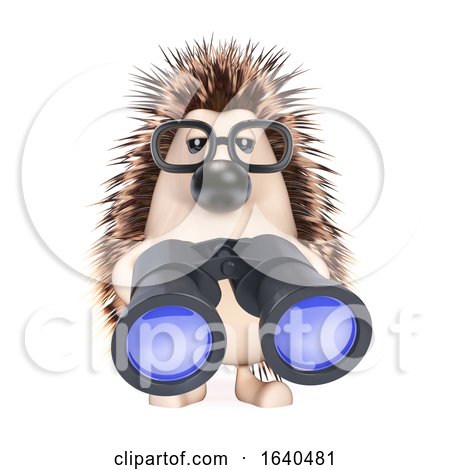3d Hedgehog Looks Through Binoculars by Steve Young