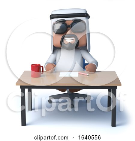 3d Arab Sheik Sits at a Desk by Steve Young