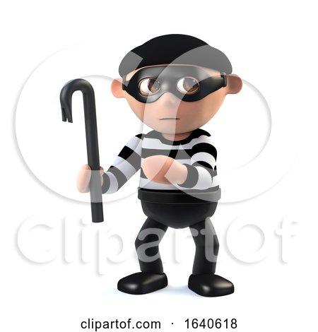 3d Funny Cartoon Burglar Character with a Crowbar by Steve Young
