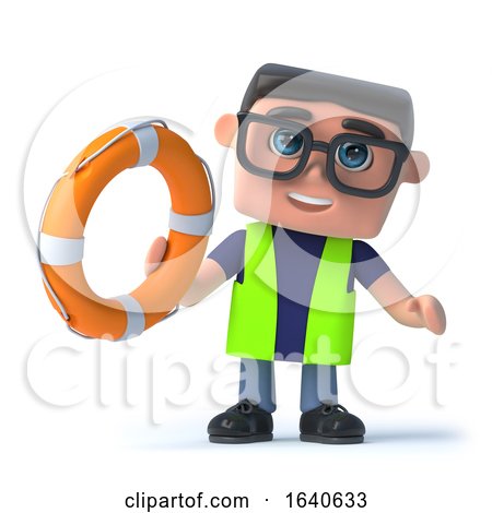 3d Health and Safety Worker Offers a Life Ring by Steve Young