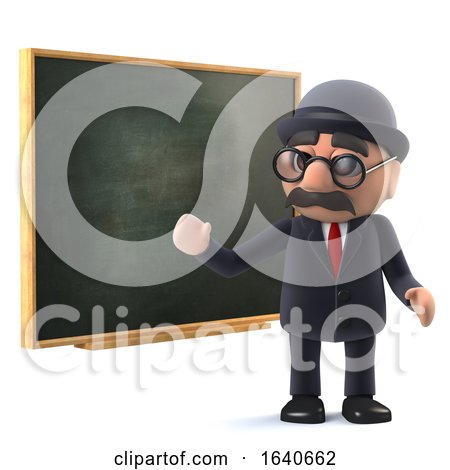 3d Bowler Hatted British Businessman at the Blackboard by Steve Young