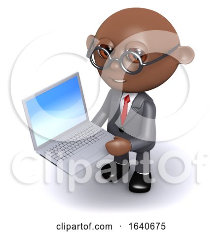 3d African American Businessman with a Laptop by Steve Young