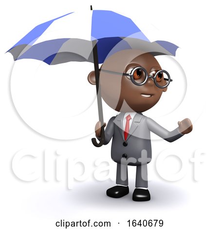 3d African American Businessman Under an Umbrella by Steve Young