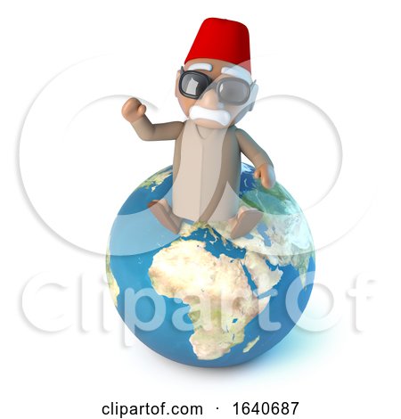 3d Moroccan Sits on a Globe of the Earth by Steve Young
