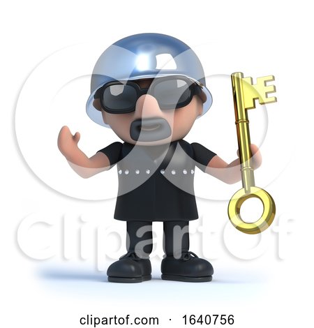 3d Biker Holding a Gold Key by Steve Young