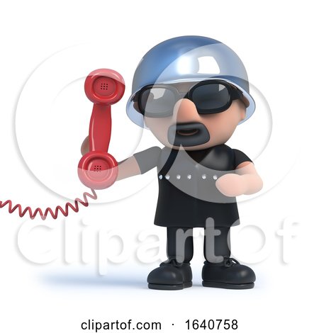 3d Old Biker Answers the Phone by Steve Young