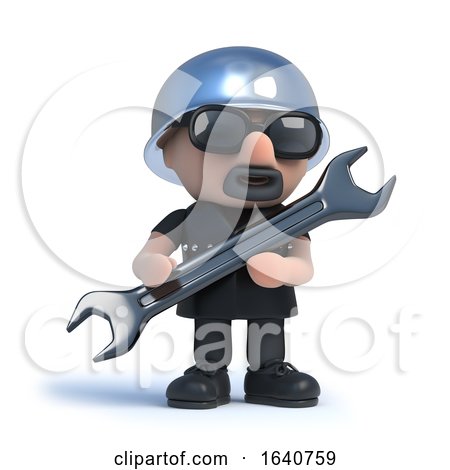 3d Biker Does Some Repairs with a Spanner by Steve Young