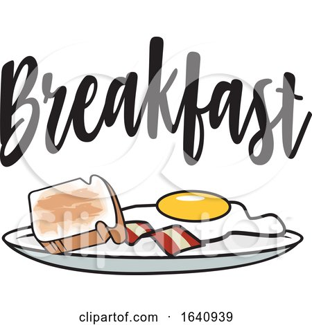 Breakfast Plate with Toast Bacon and an Egg Under Text by Johnny Sajem
