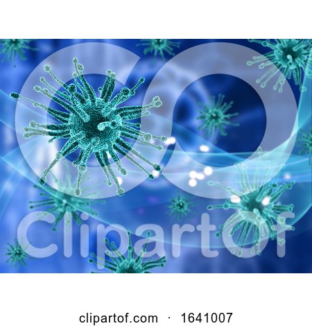 3D Medical Background with Abstract Virus Cells by KJ Pargeter