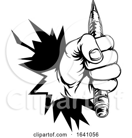 Hand Holding Pencil Breaking Background by AtStockIllustration