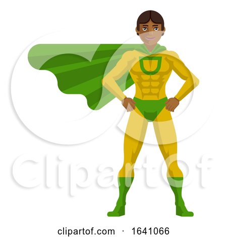Super Hero Asian Man Cartoon by AtStockIllustration