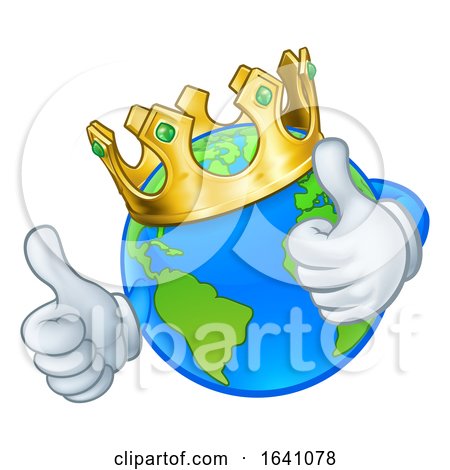 King Gold Crown Earth Globe World Cartoon Mascot by AtStockIllustration