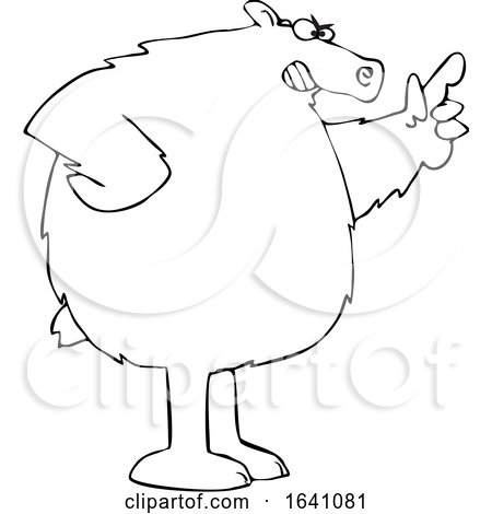Cartoon Black and White Angry Bear Wagging a Finger by djart
