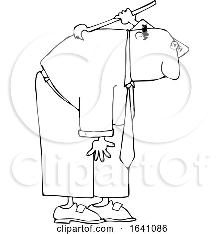 Cartoon Black and White Business Man Scratching His Back by djart
