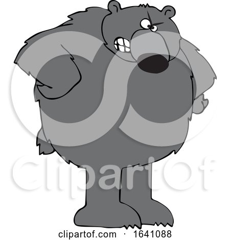 Cartoon Angry Black Bear with Hands on Hips by djart