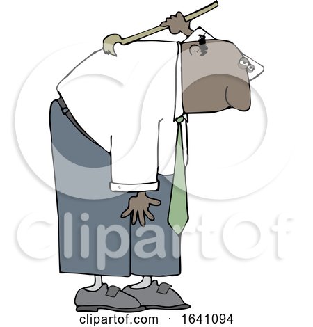 Cartoon Black Business Man Scratching His Back by djart