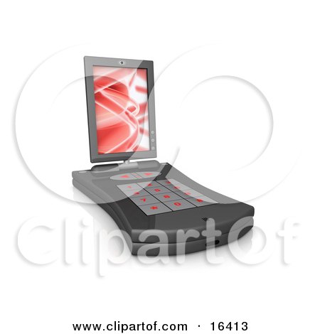 Black Pda Computer With A Small Keyboard And A Red Screen Saver Clipart Illustration Graphic by 3poD