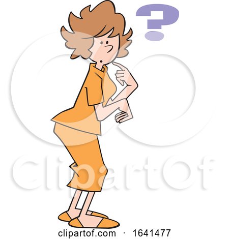 Cartoon Forgetful White Woman with a Question Mark by Johnny Sajem