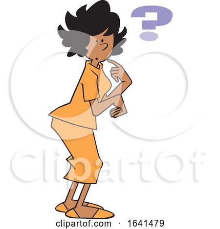 Cartoon Forgetful Black Woman with a Question Mark by Johnny Sajem