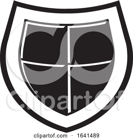 Black and White Shield Icon by Lal Perera