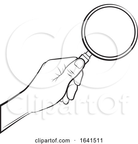 Black and White Hand Holding a Magnifying Glass by Lal Perera