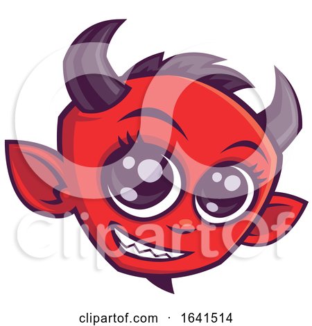 Cute Smiling Red Devil Face by John Schwegel