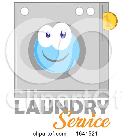 Happy Laundry Service Washing Machine Mascot with Text by Domenico Condello