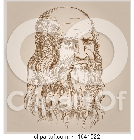 Sketched Portrait of Leonardo Da Vinci by Domenico Condello